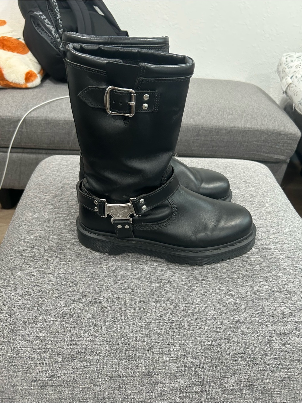 Dr. Martens Black Leather Harness Boots
